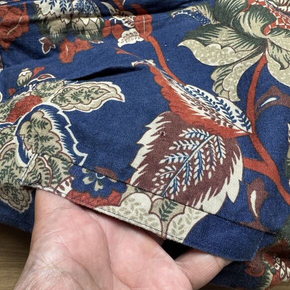 Vintage 90s Rafaella Blue/Red Tropical Floral High Rise Linen Blend Shorts Sz 10 - Picture 7 of 8